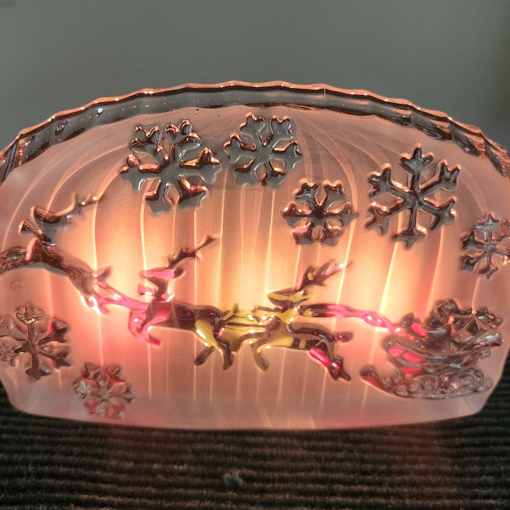 Mikasa Santa's Folly Frosted Glass Candle Holder